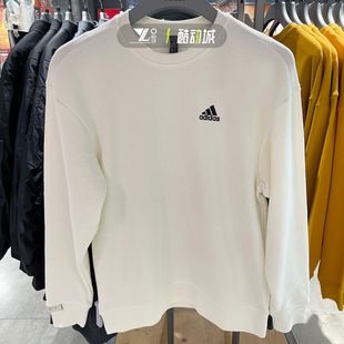 正品Adidas阿迪达斯男女同款经典款小logo白色圆领套头卫衣JM9111