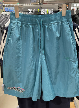 阿迪达斯三叶草男子夏季梭织速干蓝色简约运动短裤五分裤IW6313