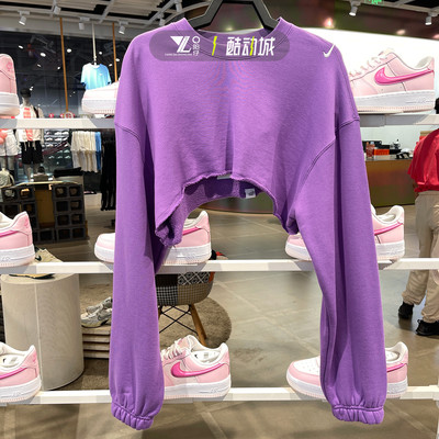 耐克女子运动休闲短款卫衣套头衫