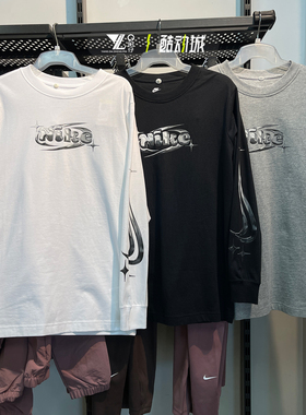 nike耐克女子春季轻薄打底衫简约休闲长袖T恤FQ5675-010-100-063