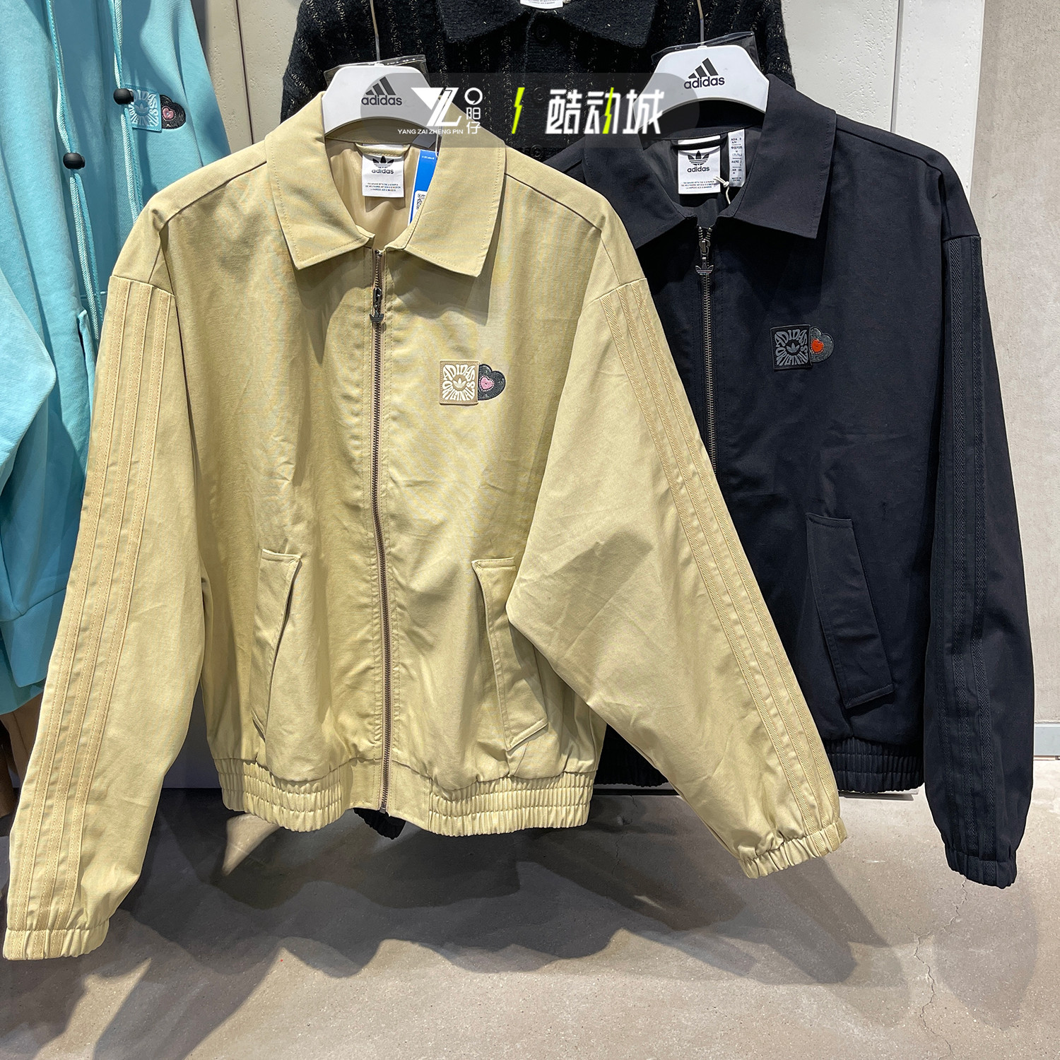 阿迪达斯男女休闲翻领夹克外套