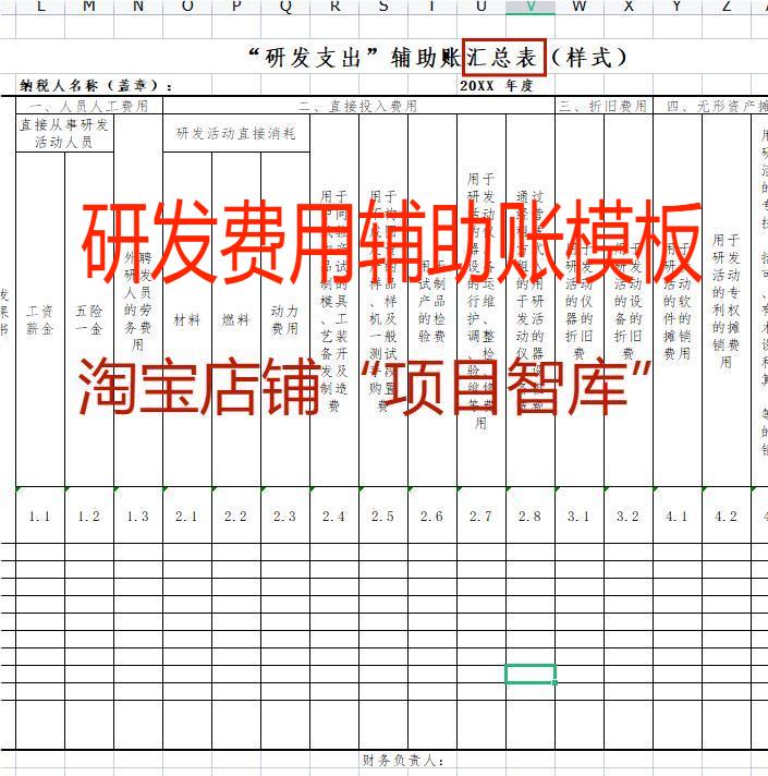 高新技术企业研发费用辅助账台账模板