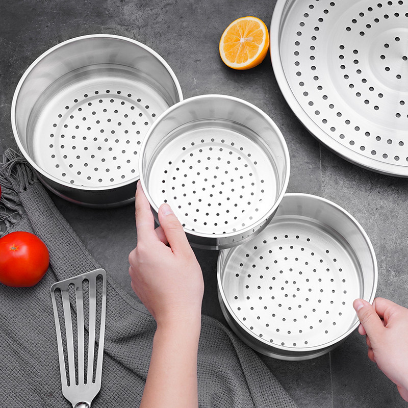 304电饭煲蒸笼不锈钢蒸格小笼包蒸屉蒸架蒸盘圆形小孔篦子蒸馒头