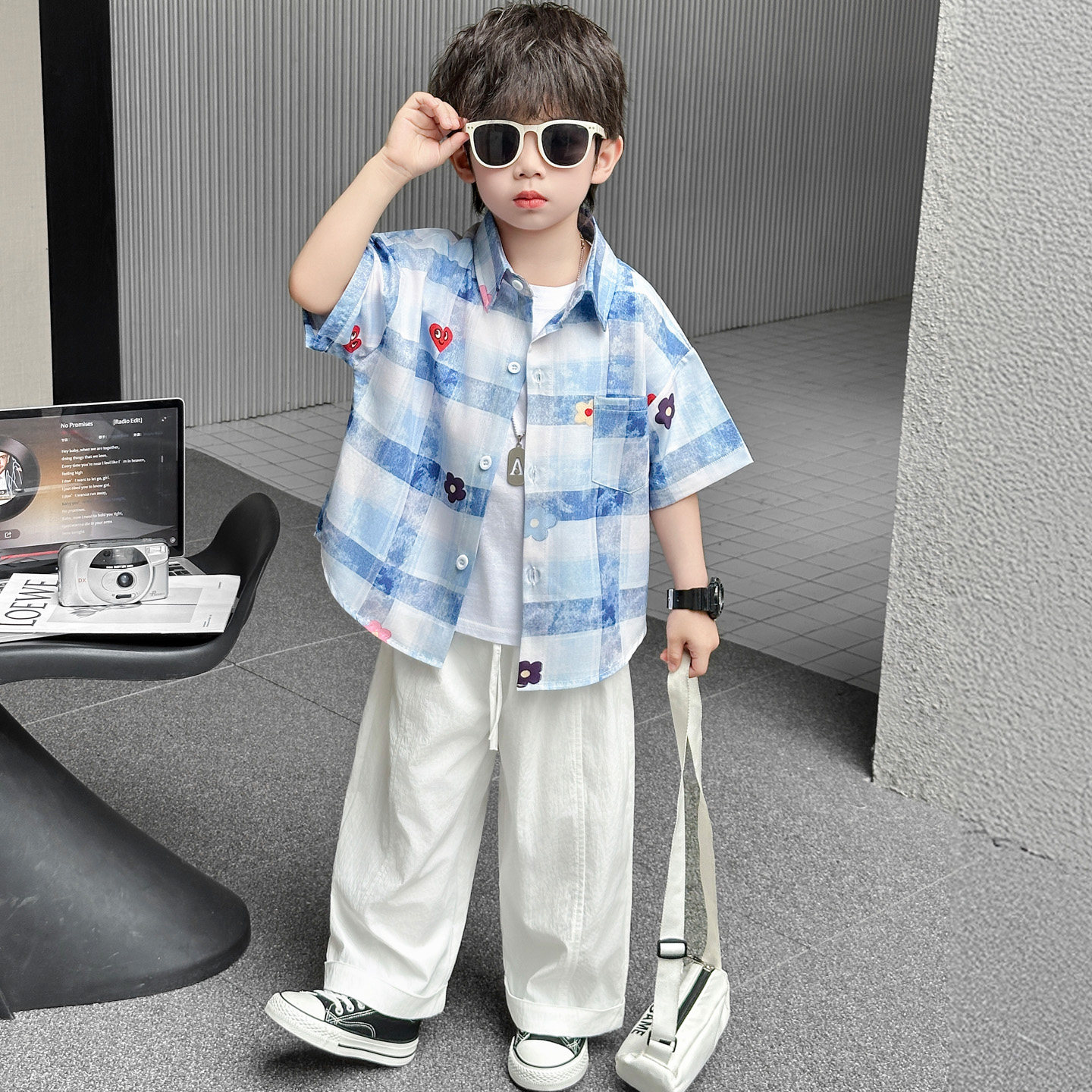 男童夏装套装2026新款儿童夏季帅气短袖衬衫两件套小男宝山本裤子图片