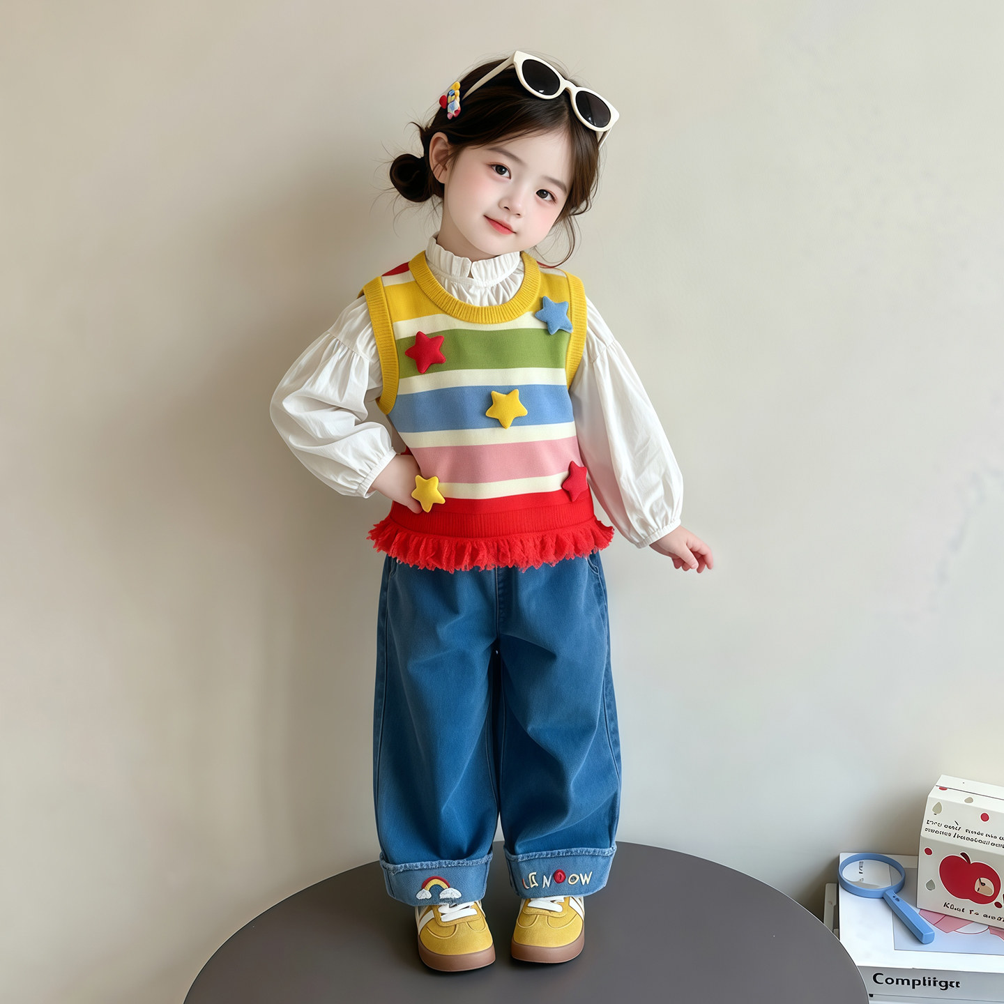 女童套装秋季2026新款洋气儿童秋装女宝宝早秋穿搭针织马甲三件套