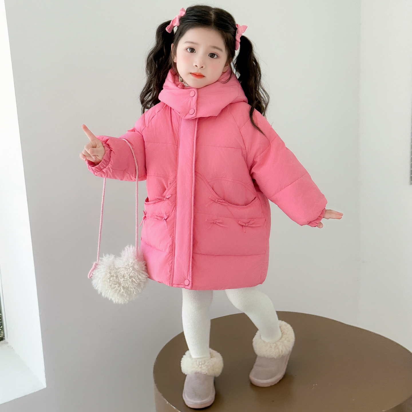 女童白鸭绒加厚羽绒服2025新款女宝宝冬季中长款保暖儿童韩版外套