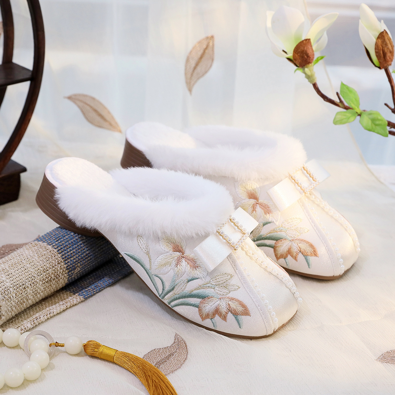 沐雪毛平底布鞋民族风