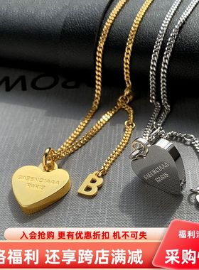 字母爱心项链女轻奢小众设计高级感欧美ins新款金色桃心锁骨链