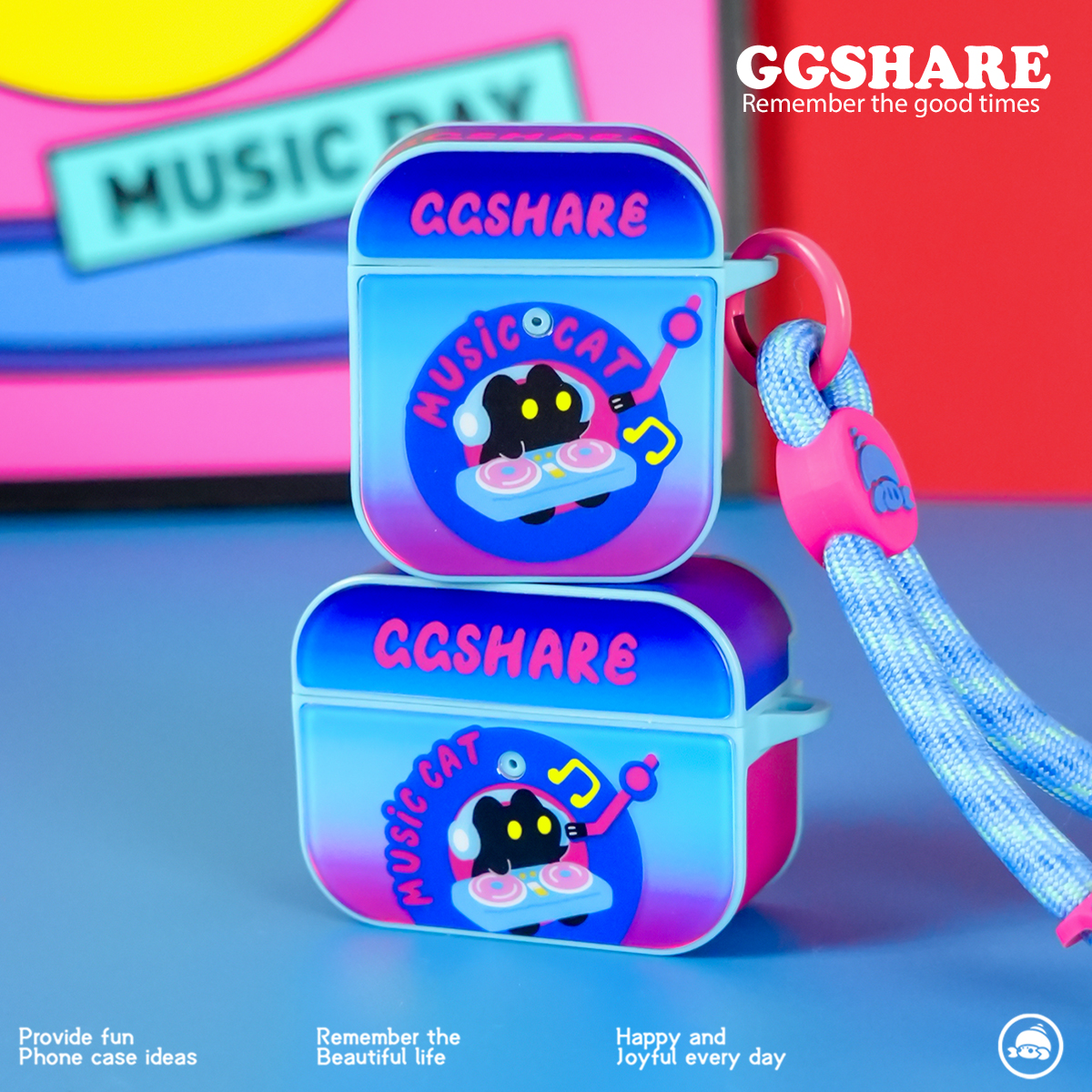 GGSHARE原创唱片猫苹果耳机套