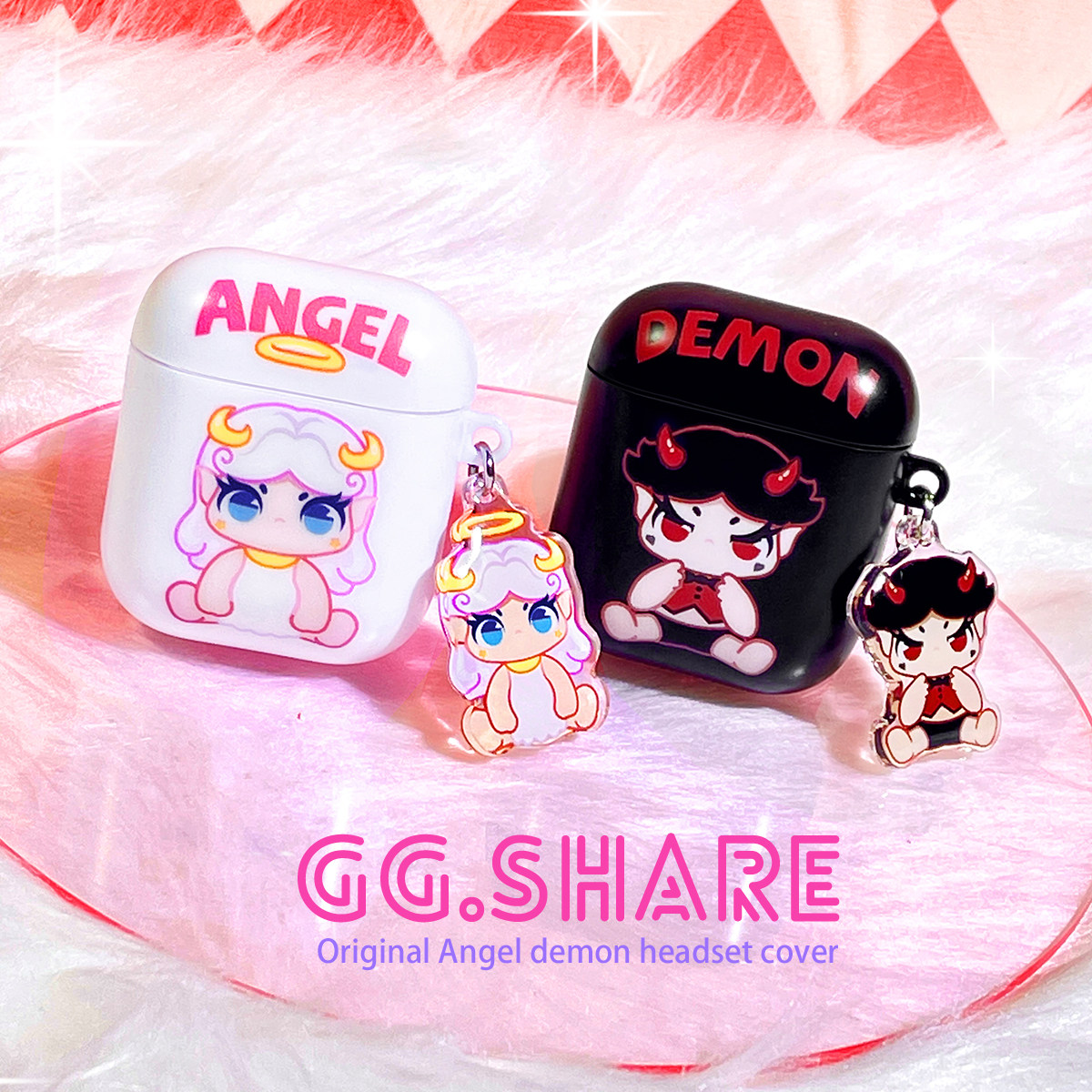 寄居蟹原创天使恶魔二代适用苹果airpods保护套情侣款适用Pro4代耳机套 三代小众Airpods2蓝牙耳机保护套防摔,3C数码配件,耳机保护套,淘宝优惠券,粉丝福利购,淘宝优惠卷