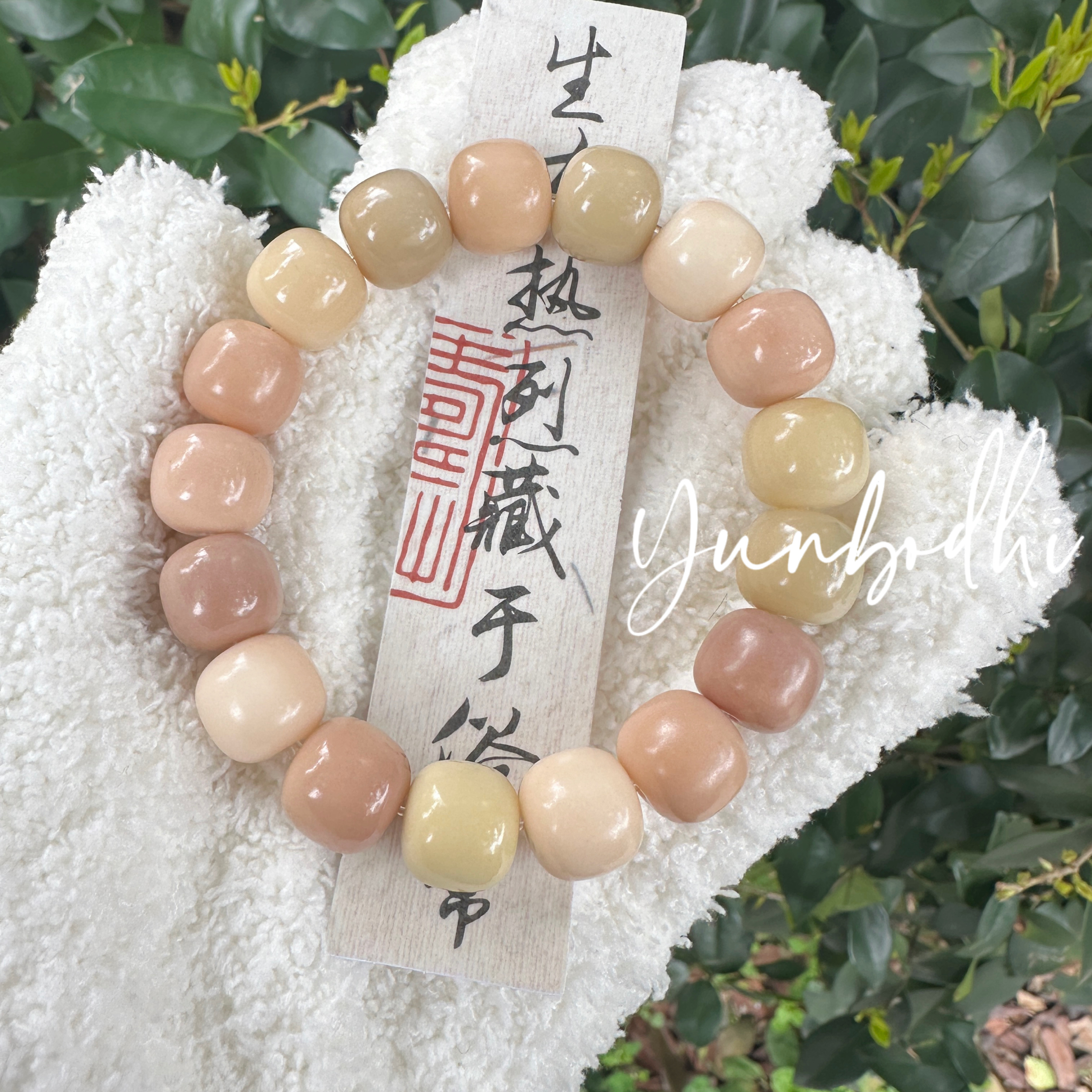 『粉色豆蔻』云菩提12*13mm老桶菩提根干磨手串老料氛围清新手链