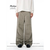 美式 裤 水洗做旧100%纯棉打褶设计感休闲长裤 男cargo宽松直筒工装