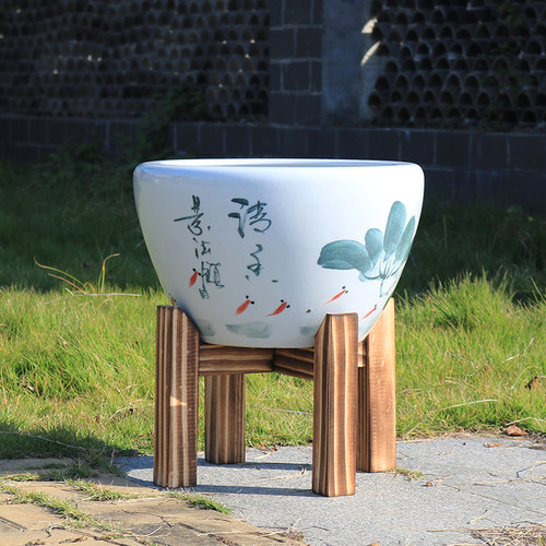古法鱼缸水缸底座酒坛支撑架实木