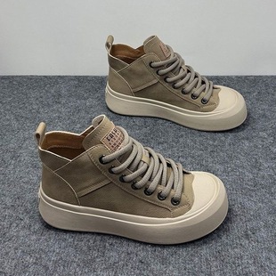厚底高帮鞋 女鞋 女款 轻便百搭透气平底单鞋 2025年秋季 休闲板鞋 新款