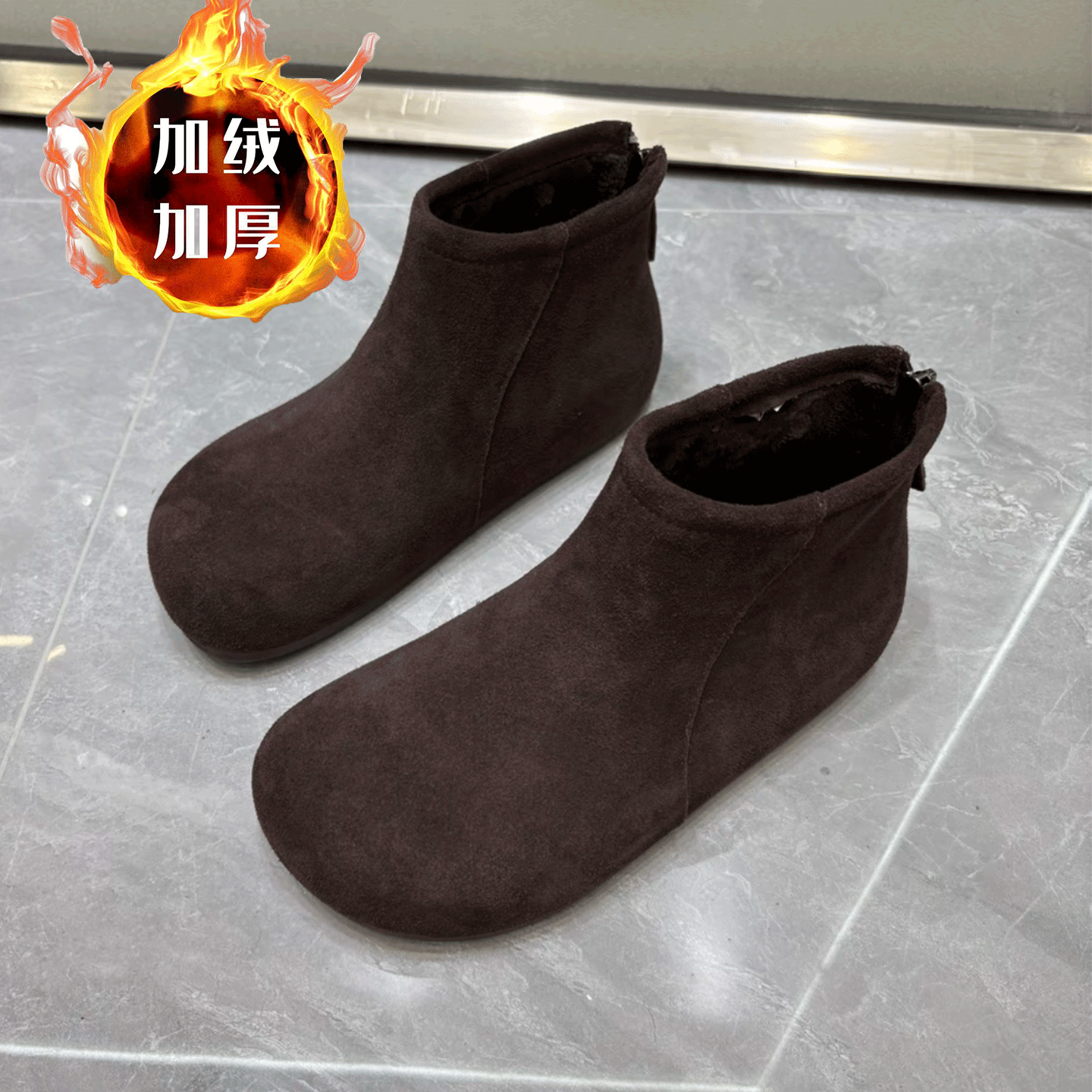 加绒保暖勃肯鞋女冬季加厚棉鞋平底后拉链高帮短靴休闲百搭雪地靴,女鞋,时尚雪地靴,淘宝优惠券,粉丝福利购,淘宝优惠卷