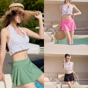 泳衣女ins碎花分体两件套显瘦遮肉保守日系少女泳装 温泉度假