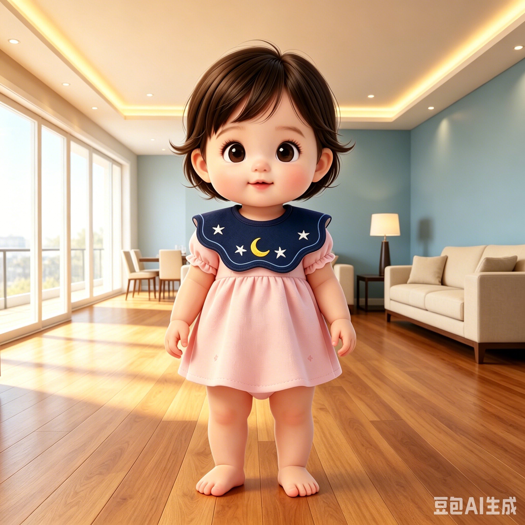 婴儿围脖口水巾防水360度可旋转0可爱刺绣围嘴1纯棉大号2岁男宝宝