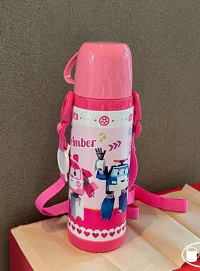 韩国变形警车珀利警长抽真空真空不锈钢保温保冷水壶水杯 PL12757