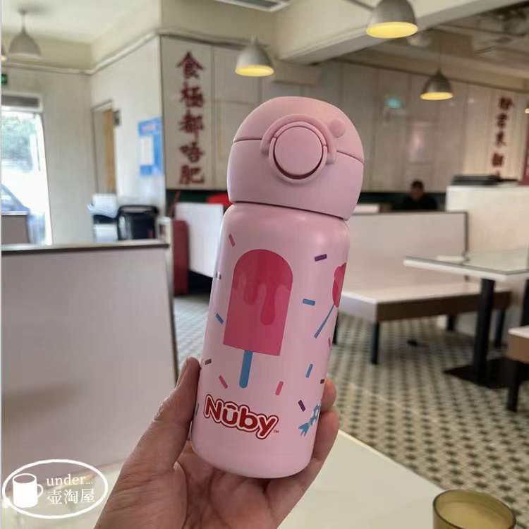美国 nuby 不锈钢运动直饮壶努比秋冬婴幼儿儿童保温水杯 10642