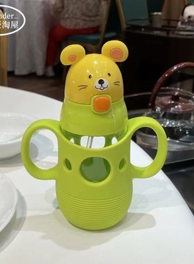 萌楚楚 MON-84331 84329 儿童宝宝学饮杯防呛水壶玻璃吸管水杯