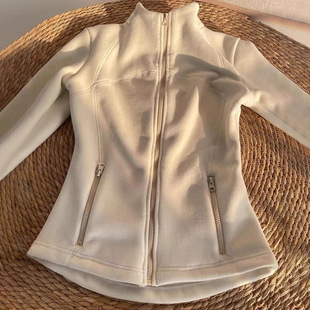 修身加厚加绒内搭瑜伽服摇粒绒外套女新款秋冬季抓绒卫衣运动上衣