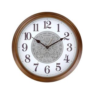 金钟宝GUTEN简约圆形实木挂钟客厅卧室静音挂表直径38
