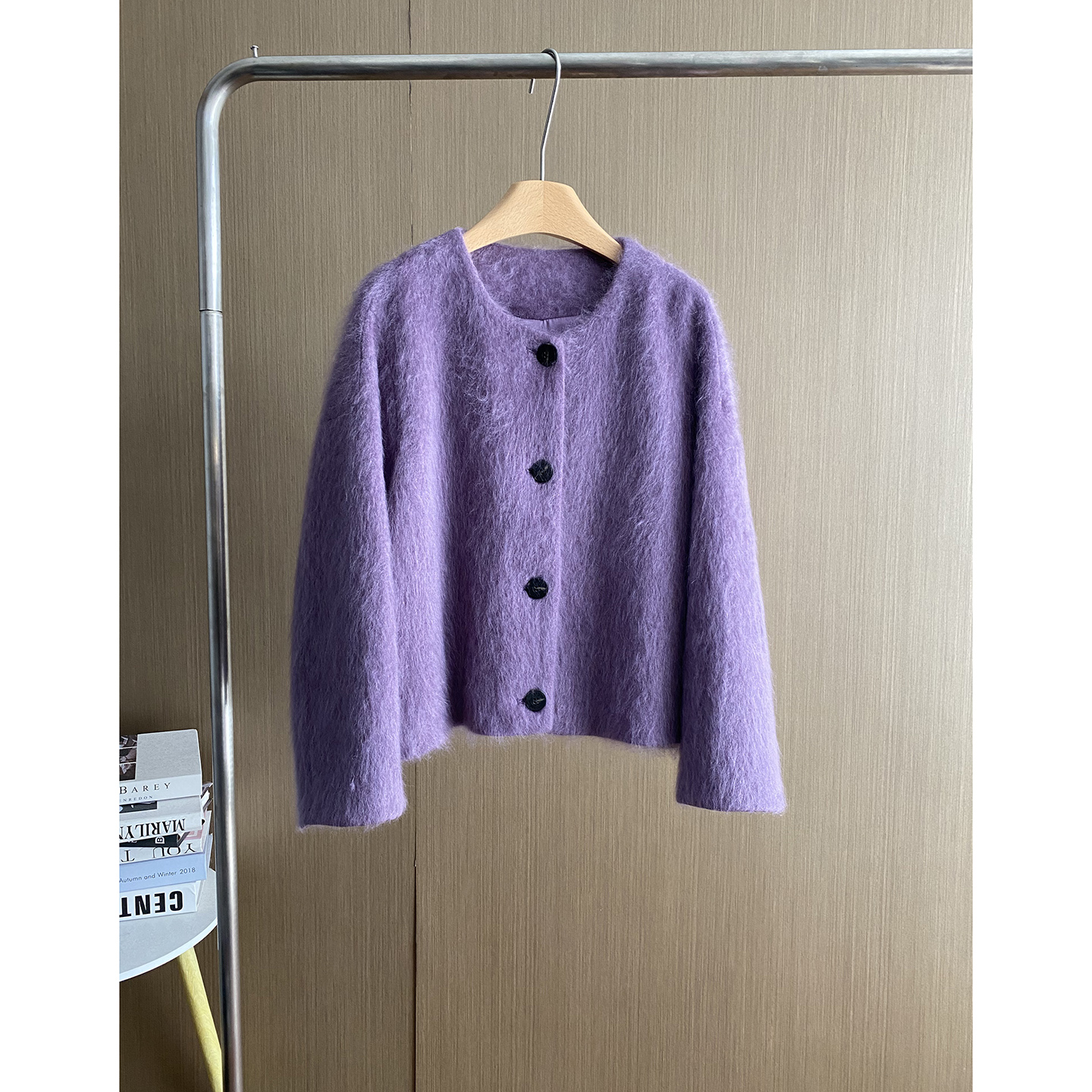 欧洲站短款拉绒羊绒大衣女简约