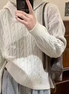 【小四粉丝专享】D370连帽针织打底衫女士装春秋冬季慵懒风宽松