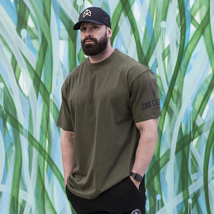 健身半袖 小力王宽松运动T恤男短袖 透气纯棉吸汗潮流圆领训练大码