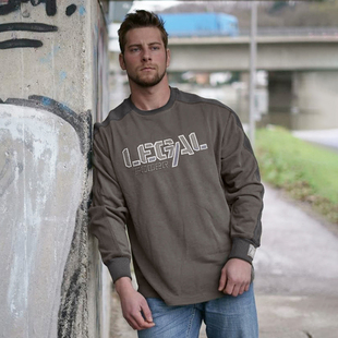 秋冬健身长袖 卫衣男圆领宽松休闲肌肉健美刺绣硬汉运动上衣 套头衫