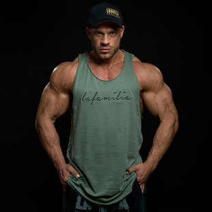 LA宽松健身背心男训练透气刺绣大码 T恤潮牌 肌肉健美吸汗运动无袖