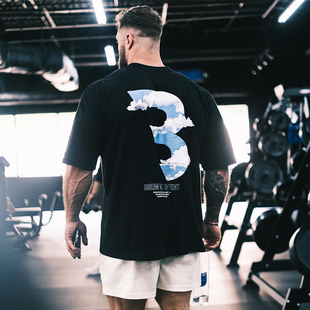C宝健身短袖 CBUM克里斯美式 半袖 T恤男运动衣服大码 重磅 宽松五分袖