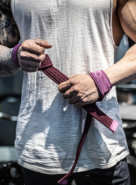 新款PR力量举助力带1字硬拉大重量加厚防滑8字轮子哥健身拉力带男