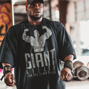 训练五分袖 加厚短袖 健身 嘻哈健美半袖 巨人杀手T恤男宽松加肥大码