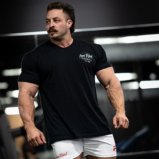 休闲圆领水滴力量印花健身衣服 T恤运动吸汗宽松棉夏季 IR男士 短袖