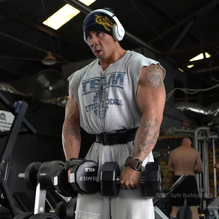 背心美式 硬汉痞帅健身无袖 T恤V领坎肩宽松运动舒适华夫格宽肩大码