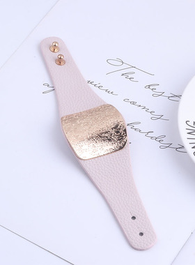 韩版新款时尚帅气男女宽边PU皮革金属装饰手环女个性手镯手饰品潮