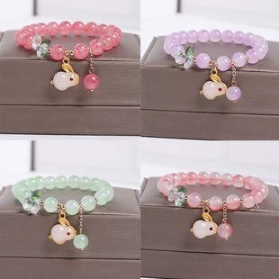 新款 女闺蜜小女孩手串 可爱兔子钱兔无量玉兔手链气质国风抖音新款