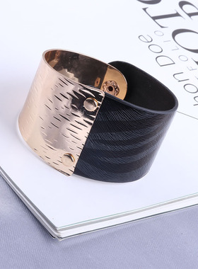 inspu皮朋克风拼接遮伤疤手镯