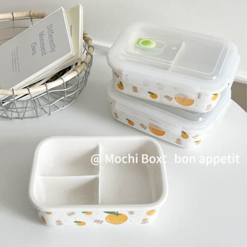 扣盖陶瓷长方饭盒密封可微波加热