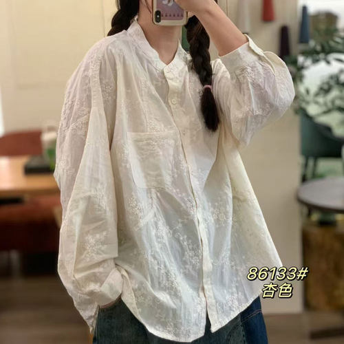 春秋镂空衬衫文艺简约减龄百搭个性大码宽松休闲设计感上衣可内搭