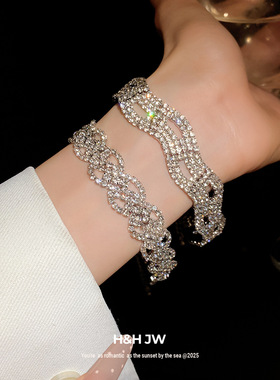 韩国新款镶钻镂空手链个性冷淡风气质精致时尚手环轻奢高级感手饰