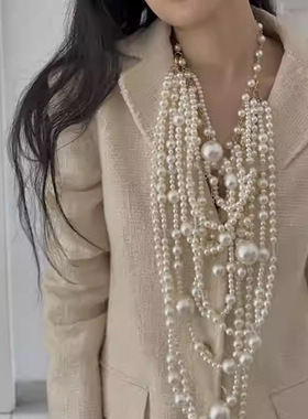 韩国东大门不规则多层珍珠项链