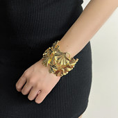 韩国东大门交叉缠绕褶皱开口手镯轻奢欧美小众手环气质百搭手饰女