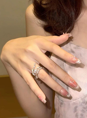 新款锆石藤蔓蝴蝶开口戒指气质时尚百搭食指戒小众高级感轻奢手饰