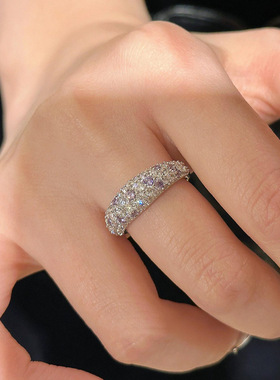 韩国东大门新款三层锆石开口戒指