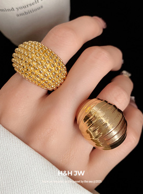 新款欧美夸张圆形开口戒指复古简约时尚气质食指戒轻奢高级感手饰