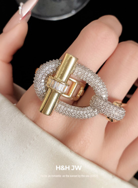 新款欧美锆石椭圆形戒指个性简约时尚精致食指戒轻奢高级感手饰女