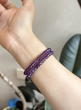 韩国新款紫色串珠玻璃水晶手链