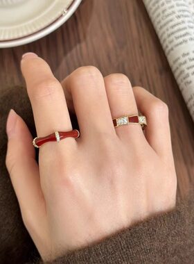 新款复古锆石时尚简约开口戒指轻奢百搭气质食指戒个性高级感手饰